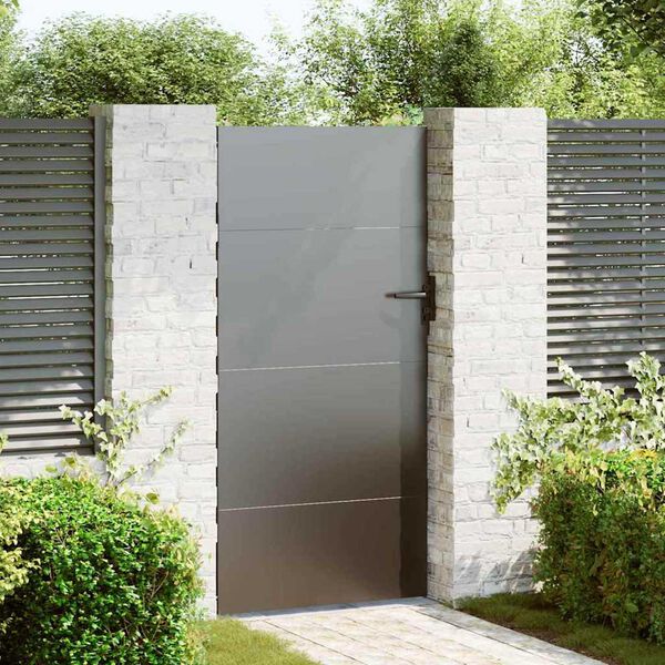 vidaXL Garden Gate Black 105 x 200 cm Powder-coated steel