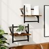 vidaXL Wall Shelves with Bars 2 pcs Smoked Oak 30x25x30 cm