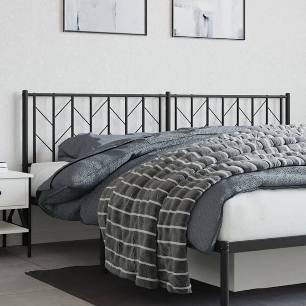 vidaXL Metal Replace Headboard Black 193 cm