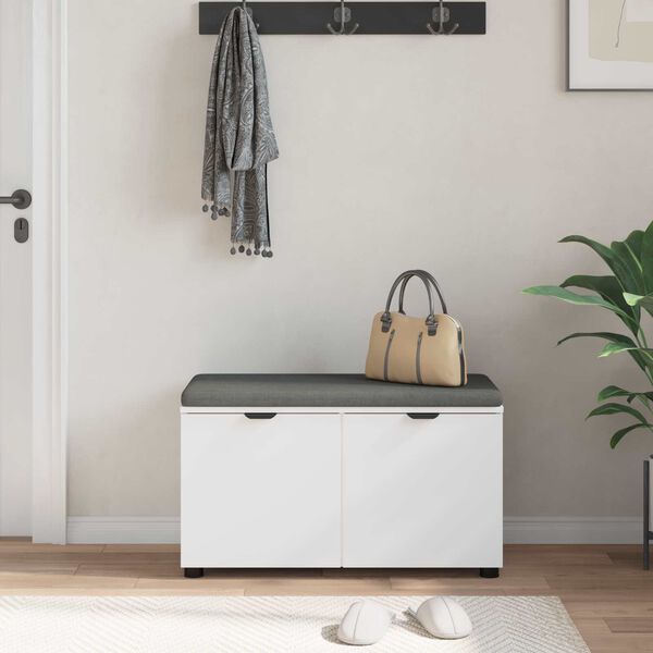vidaXL Hall Bench with Cushion with Storage White 80 x 46 x 46 cm