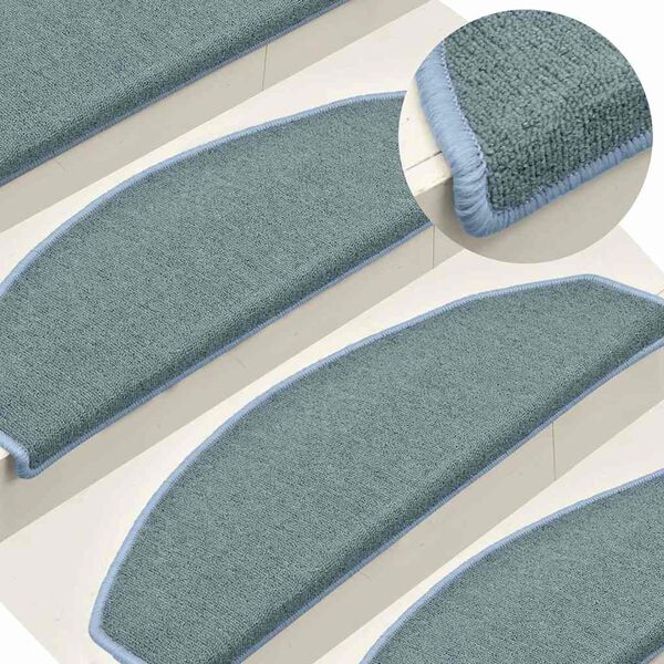 vidaXL Stair Mats 15 pcs 65x24x4 cm Sea Blue Half Round Large