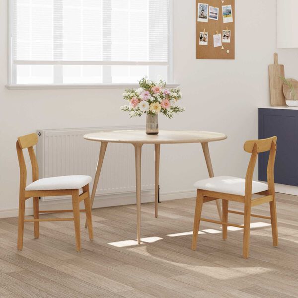 vidaXL Dining Chair 2 pcs Natural and Light Solid Rubber Wood