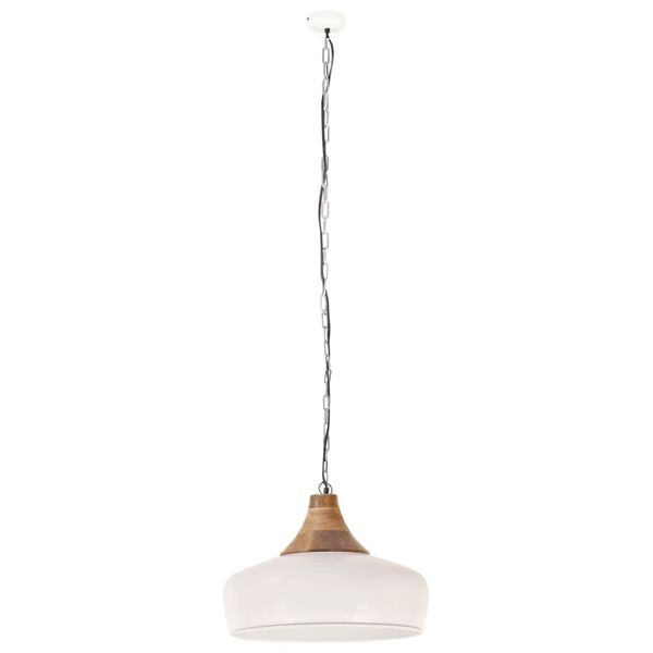 vidaXL Industrial Hanging Lamp White Iron & Solid Wood 35 cm E27