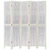 vidaXL Room Divider 5 Panels White Solid Wood Paulownia