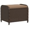vidaXL Garden Stool with Cushion Brown 58x46x46 cm Poly Rattan