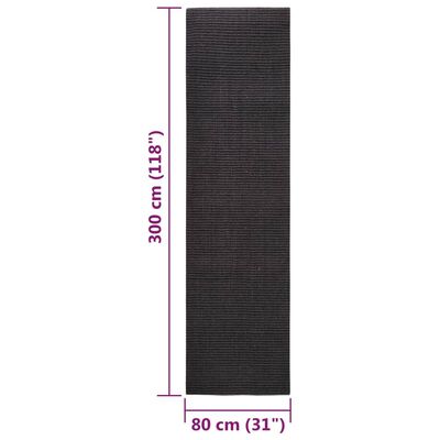 vidaXL Sisal Rug for Scratching Post Black 80x300 cm