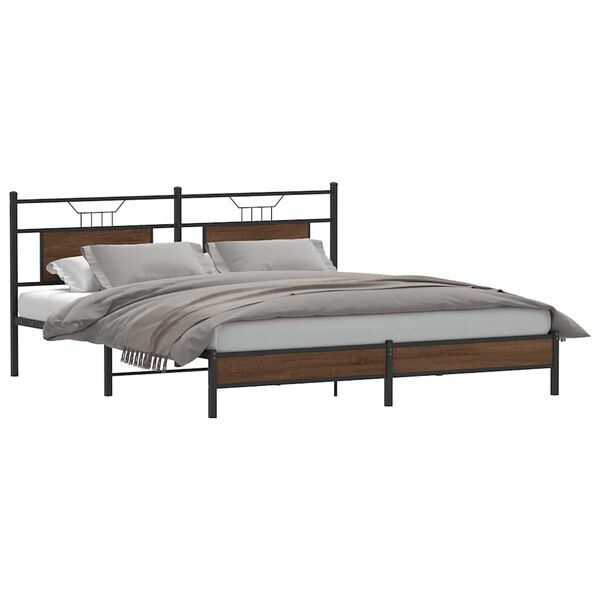 vidaXL Bed Frame without Mattress Brown Oak 183x213 cm Engineered Wood
