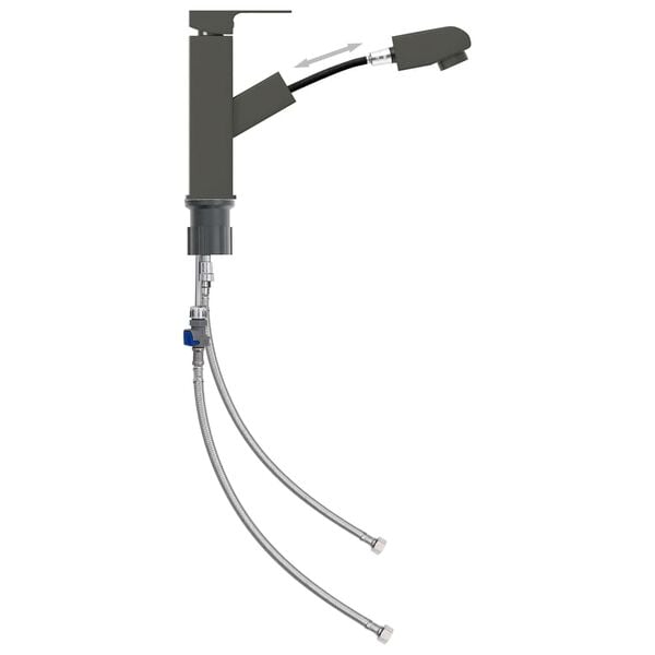 vidaXL Bathroom Basin Faucet with Pull-out Function Grey 157x172 mm