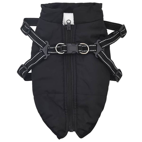 vidaXL Dog Coat with Harness Black M Fleece and Polyester