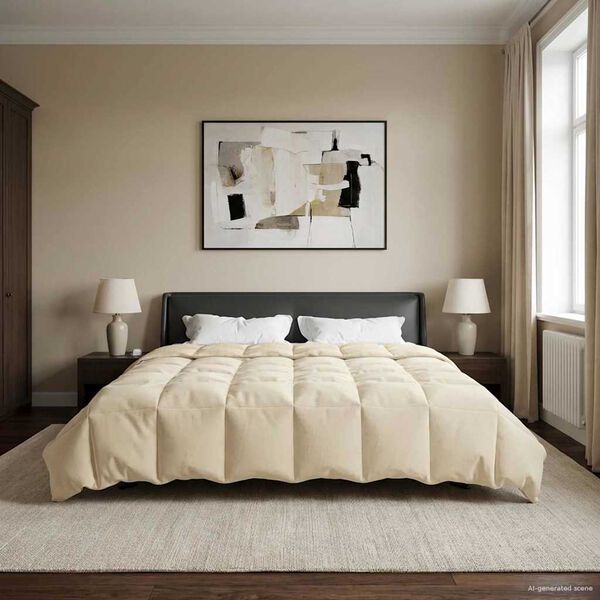 vidaXL Winter Duvet Quilted Cream 200 x 220 cm Microfiber