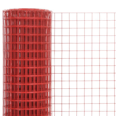 vidaXL Chicken Wire Fence Steel with PVC Coating 10x1 m Red