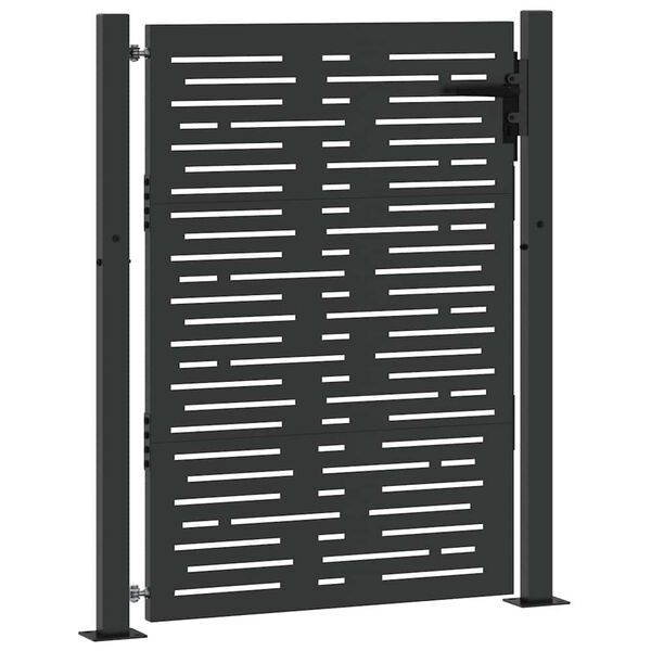 vidaXL Garden Gate with Lock Black 85 x 130 cm Powder-Coated Steel