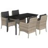 vidaXL 5 Piece Garden Dining Set with Cushions Light Grey Poly Rattan