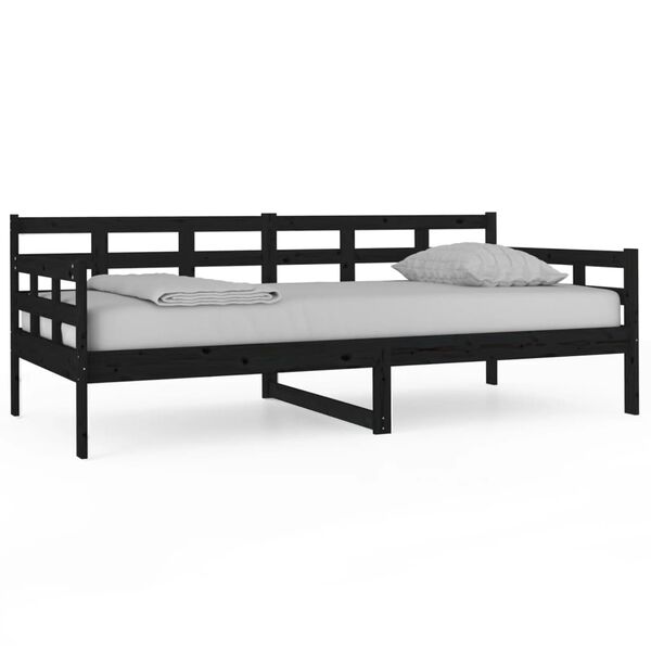vidaXL Day Bed without Mattress Black Solid Wood Pine 90x190 cm Single