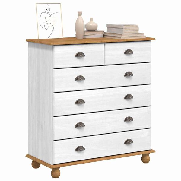 vidaXL Chest of Drawer ASKIM White 91 x 40 x 95.5 cm Solid Pine wood