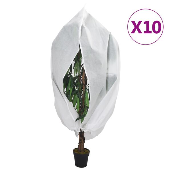 vidaXL Plant Fleece Covers with Zip 10 pcs 70 g/m&sup2; 3.14x2.5 m