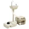 vidaXL Portable Camping Toilet and Handwash Stand Set with Water Tank