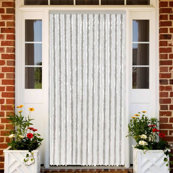 vidaXL Fly Curtain Light Grey and White 118x220 cm Chenille