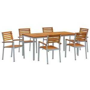 vidaXL Garden Dining Set 7 pcs Grey Solid Acacia Wood