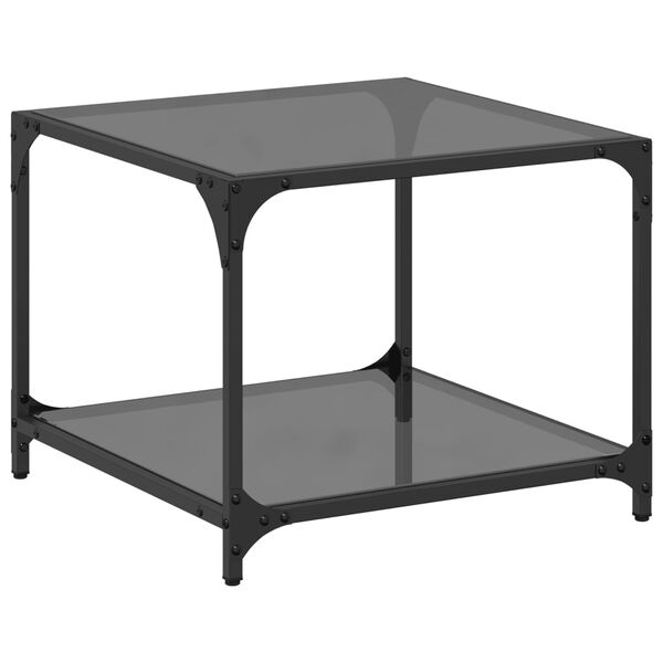 vidaXL Coffee Table with Black Glass Top 50x50x40 cm Steel