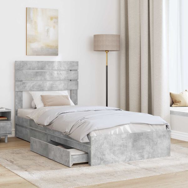 vidaXL Storage Bed Concrete Grey 70 x 190 cm Engineered Wood