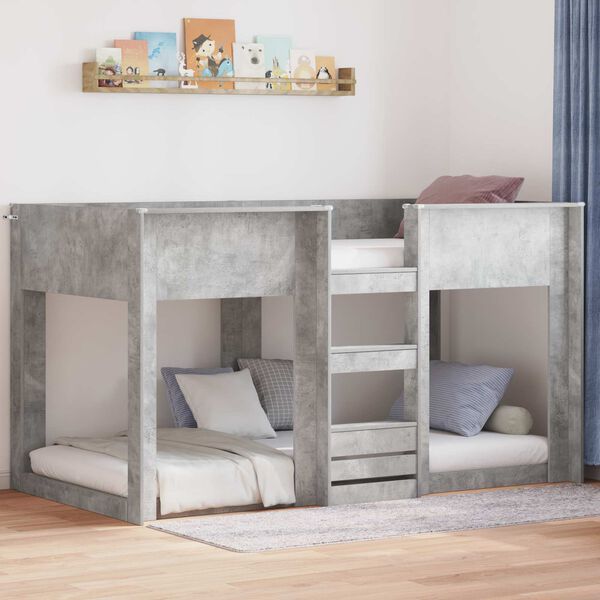 vidaXL Bunk Bed for Kids Concrete Grey 75 x 190 cm Engineered Wood