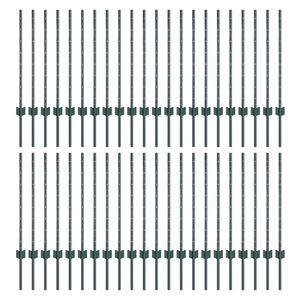 vidaXL Fence Post 44 pcs Green 120 cm Steel