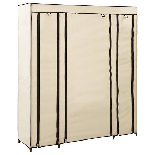 vidaXL Wardrobe with Compartments and Rods Cream 150x45x176 cm Fabric