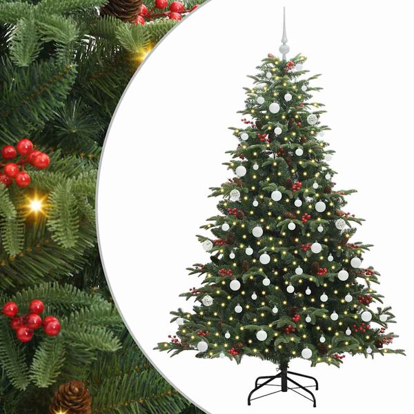 vidaXL Artificial Christmas Tree with 300 LEDs with Stand Green 180 cm