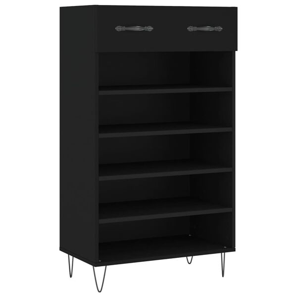 vidaXL Shoe Cabinet Black 60x35x105 cm Engineered Wood