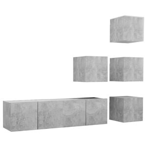 vidaXL 6 Piece TV Cabinet Set Concrete Grey Engineered Wood