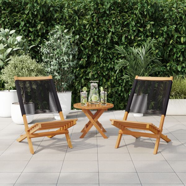 vidaXL Garden Chairs 2 pcs Black Solid Wood Acacia and Polypropylene