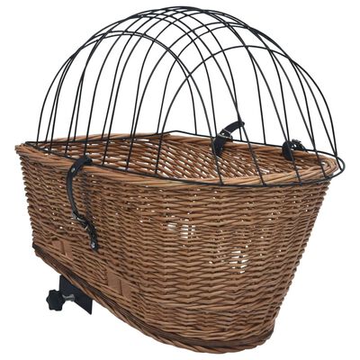 vidaXL Bike Rear Basket with Cover 55x31x36 cm Natural Willow
