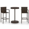 vidaXL 3 Piece Garden Bar Set Poly Rattan Brown
