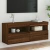 vidaXL TV Wall Cabinet with LED Lights Brown Oak 100x30x40 cm