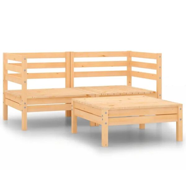 vidaXL 3 Piece Garden Lounge Set Solid Pinewood