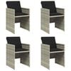 vidaXL Garden Chairs with Cushions 4 pcs Light Grey Poly Rattan