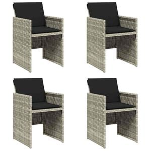 vidaXL Garden Chairs with Cushions 4 pcs Light Grey Poly Rattan