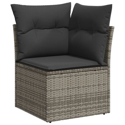 vidaXL 11 Piece Garden Sofa Set with Cushions Grey Poly Rattan