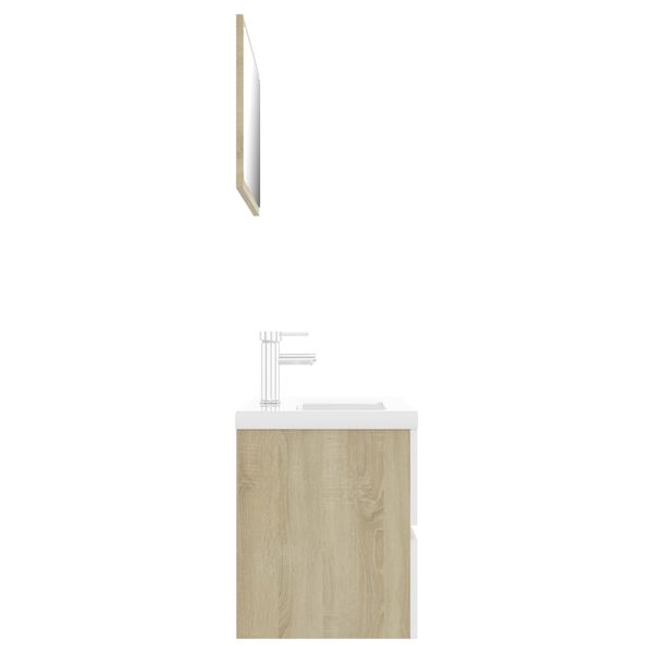 vidaXL Bathroom Furniture Set White and Sonoma Oak Engineered Wood