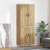 vidaXL Highboard 2 pcs Artisan Oak Engineered Wood and Glass