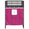 vidaXL Kids'Loft Bed Frame with Curtains Black and Pink 90 x 190 cm