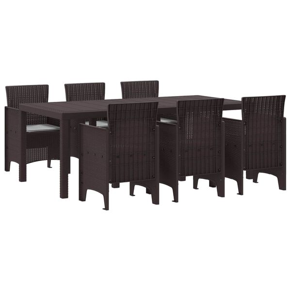 vidaXL Garden Dining Set 7 pcs Brown Polt rattan