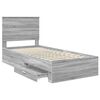 vidaXL Bed Frame with Drawer Grey Sonoma 90 x 200 cm Engineered Wood
