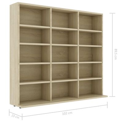 vidaXL CD Cabinet Sonoma Oak 102x23x89.5 cm Engineered Wood