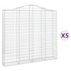 vidaXL Arched Gabion Baskets 5 pcs 200x30x180/200 cm Galvanised Iron