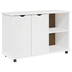 vidaXL Rolling Cabinet White 100 x 39 x 65.5 cm Solid Pine Wood