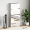 vidaXL Shoe Cabinet with Mirror 4-Layer Concrete Grey 63x17x134 cm