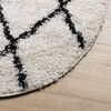 vidaXL Shaggy Rug PAMPLONA High Pile Modern Cream and Black &Oslash; 80 cm