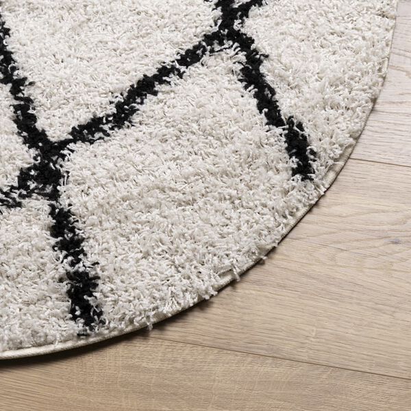 vidaXL Shaggy Rug PAMPLONA High Pile Modern Cream and Black &Oslash; 80 cm